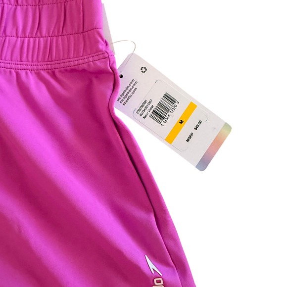 NWT Speedo Women Neon Violet Smocked High Rise Swim Board Shorts Medium Purple - Picture 4 of 5